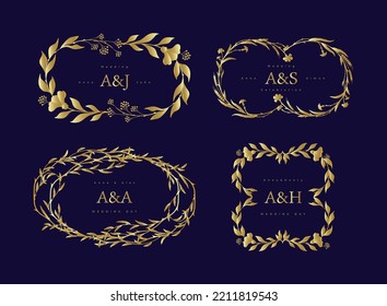 Collection of personal wedding monograms. Set of vintage vector templates.