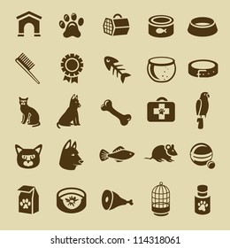 Collection of pet care icons - vector cats and dogs