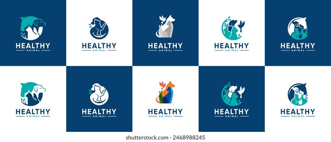 colección del logotipo de la salud de mascotas, hospital de animales, doctor, inspiración del diseño del logotipo.