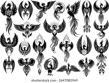 Uma coleção de ilustrações de Fênix é uma compilação de desenhos do pássaro mítico mostrando várias interpretações da Fênix.
