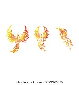 Collection Phoenix logo design template. Vector Illustration