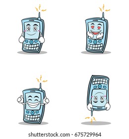 Collection phone character cartoon style set