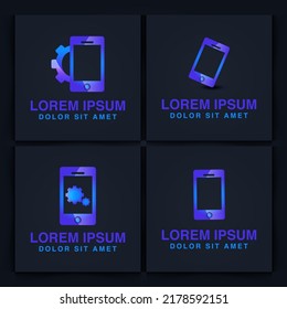 collection of phone repair logo design vector illustration
