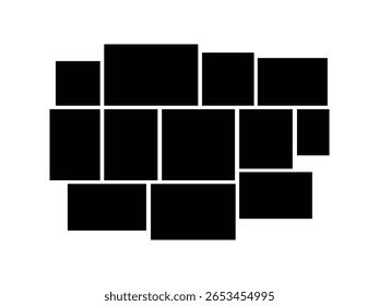 Coleção da ilustração do vetor da forma do quadro da foto no fundo branco. Ilustração de vetor de colagem de moldura de foto