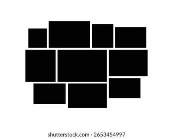 Coleção da ilustração do vetor da forma do quadro da foto no fundo branco. Ilustração de vetor de colagem de moldura de foto