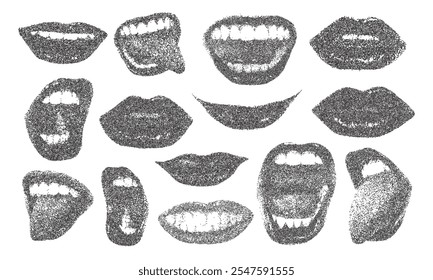 Collection of photocopy stipple Lips and Mouth Expressions