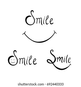 Collection of phrases Smile. Vector illustration.