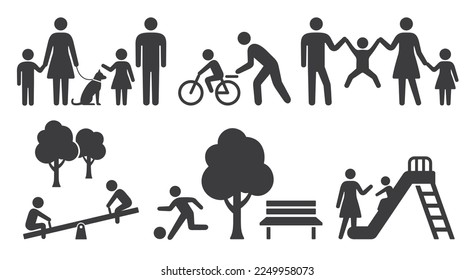 Collection of pictograms with holiday people and families as motifs