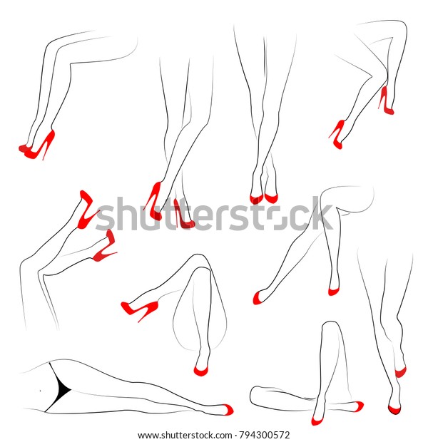 Collection Picture Silhouettes Slender Beautiful Female Stock Vector ...