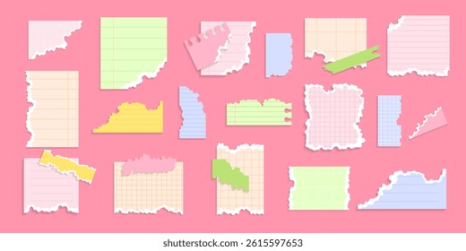 Collection of pieces of realistic torn paper in a flat style