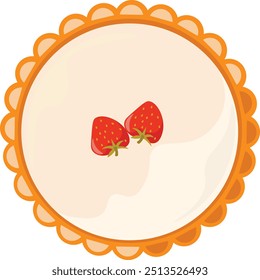 Colección de la ilustración plana del Vector de la vista superior de los pasteles. Conjunto de varios pasteles dulces de horneado fresco entero