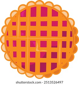 Collection of pies top view vector flat illustration. Set of various whole fresh baking sweet cakes