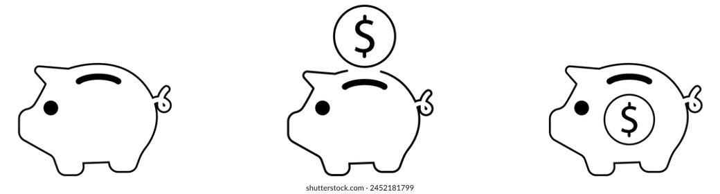 collection of Piggy bank icon. vector 