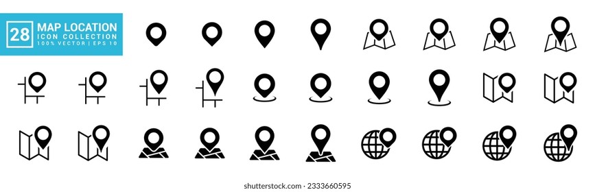 Collection of pin map icon, location, travel, address, home, editable and resizable EPS 10.