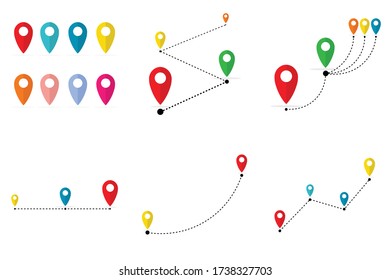 collection of a pin map place location icon. - illustration flat design on white background for your location pin marker, pointer and destination label element design.