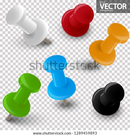 collection of pin needles in different colors with vector transparency