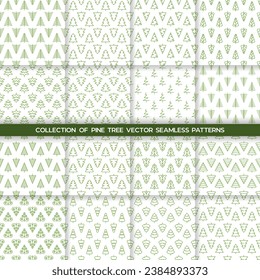Collection of Pine Tree vector seamless pattern background.