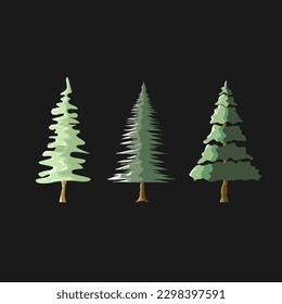 Ilustración de pinos. Se puede usar como elementos de diseño para la naturaleza o tema de verano. Conjunto de vector de árbol