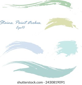 collection of pink or blue acrylic dry brush strokes, stains, spots, blots. Grunge makeup frame, fluid ink art. Eps 10