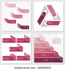 Collection of pink color design clean number banners template/graphic or website layout. Vector.
