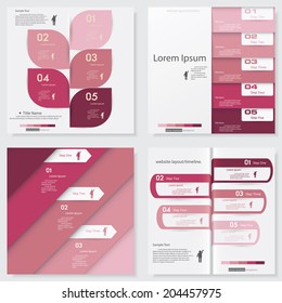 Collection of pink color design clean number banners template/graphic or website layout. Vector.