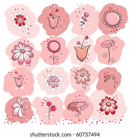 Collection of pink flowers - greeting card