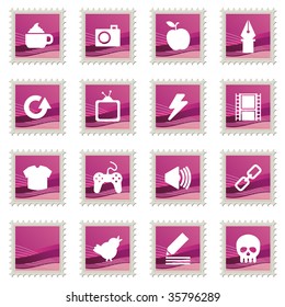 collection of pink gradient stamp icons