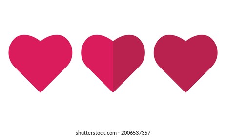 Collection of pink hearts illustrations, Love symbol icon set