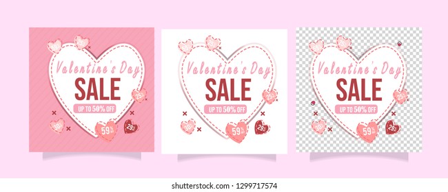 Collection of pink and red, pink, red colored Valentine's day card, sale and other flyer templates with Love icon. Typography poster, card, label, banner design set. Vector illustration EPS10