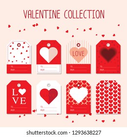 Collection of pink, red white Valentine's day label and other flyer templates. Typography  card, label, banner design set.