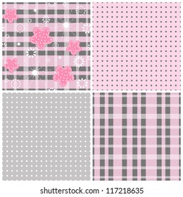 Collection pink seamless. Vector illustration.