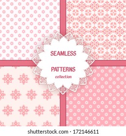 Collection pink seamless. Vector illustration.