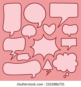 colección de burbujas de habla rosa. vector premium