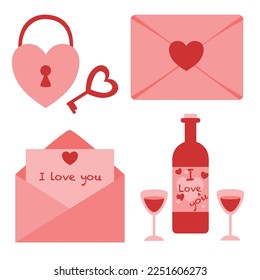 Collection of pink valentine's day cards, world kissing day sale and other lettering flyer templates. Typography poster, postcard, label, banner design set. Vector illustration