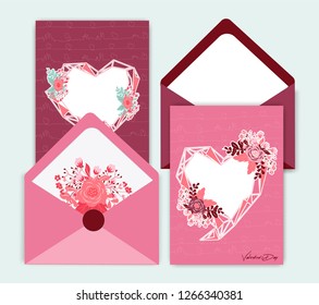 Collection of pink white colored Valentine's day card.