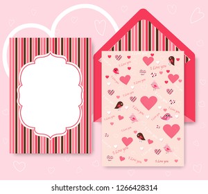 Collection of pink white colored Valentine's day card.