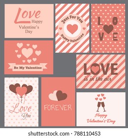 Collection of pink and white colored Valentine's day card, sale 

and other flyer templates. Typography poster, card, label, banner 

design set. Vector illustration EPS10