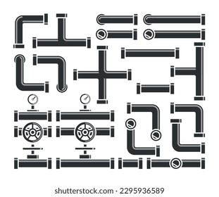 Colección de tuberías. Conjunto de vectores de los detalles del sistema de tubería. 