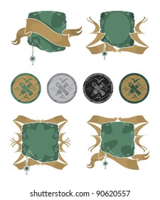 Collection of pirate things with ribbons 4, vector