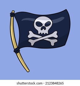 A collection of pirate-themed pictures, a black pirate flag. a design element for a holiday, children's games. Vector illustration