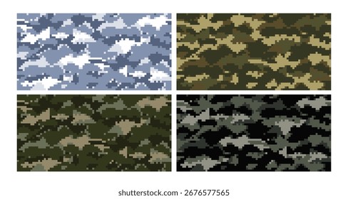 Colección de patrones de camuflaje de pixel art