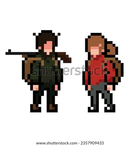 Collection of pixel art characters from the last of us. Retro games. The last of us movie. Great for character icons, game characters. 