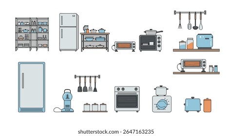 Coleção de Pixel Art Utensílios de cozinha e utensílios
