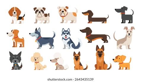 Collection Of Pixel Art Style Of Different Dog Breeds Character Illustration Ideas