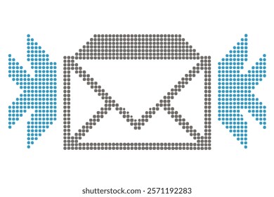 Collection of pixel art style mail icons featuring envelopes, arrows, and symbols for messaging and email interaction, isolated vector graphics