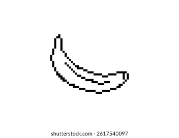 Collection of pixel banana icon vector set illustration—solid, outline.