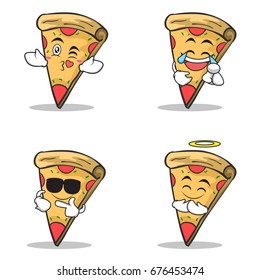 Collection Pizza Character Cartoon Set