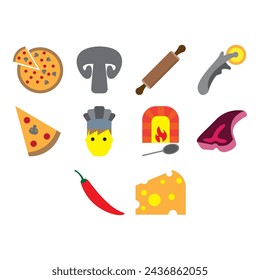 collection of pizza icon vector