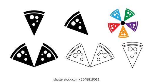 Collection of Pizza Slice Icons in Various Styles.