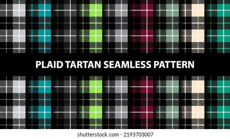 Collection of plaid tartan vector seamless pattern